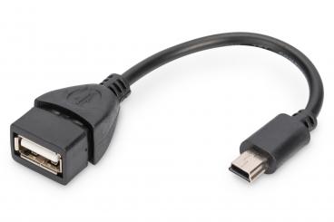 USB Mini-B - USB-A Adapter/ Konverter, OTG, 0,2m 