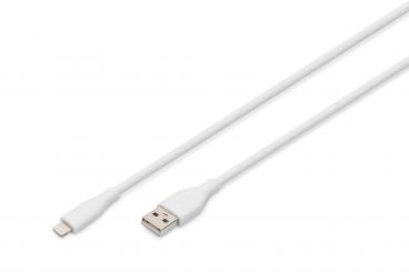 Lightning Silikon Anschlusskabel, USB-A - Lightning 2m, weiß 