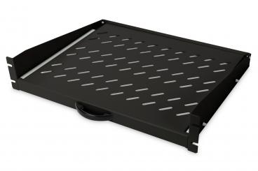 Ausziehbarer Fachboden zum Festeinbau an den vorderen 483 mm (19")-Profilschienen 