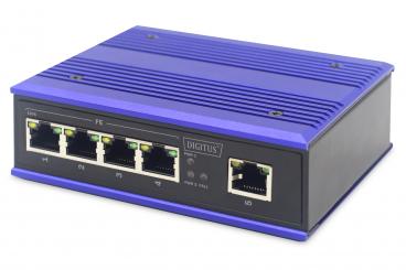 4 Port Fast Ethernet Netzwerk Switch, Industrial, Unmanaged, 1 RJ45 Uplink 