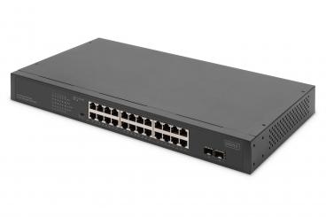 24-Port Gigabit Netzwerkswitch, 19 Zoll, unmanaged, 2 Uplink Ports, SFP 